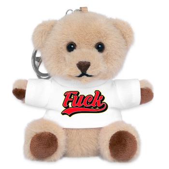 Fettgedrucktes F-Wort Retro-Skript-T-Shirt - Teddy Schlüsselanhänger - Weiß - Vorne
