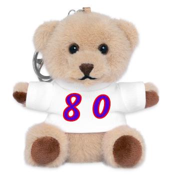 80. 80 JAHRE. 80. JUBILÄUM. 80-JAHRES-JUBILÄUM. - Teddy Schlüsselanhänger - Weiß - Vorne
