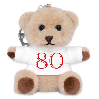 80. 80 JAHRE. 80. JUBILÄUM. 80-JAHRES-JUBILÄUM. - Teddy Schlüsselanhänger - Weiß - Vorne