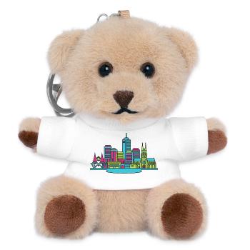 Perth City Skyline Glockenturm Moderne Linienzeichnung - Teddy Schlüsselanhänger - Weiß - Vorne