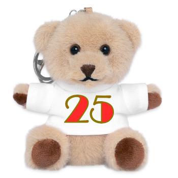 25. 25 JAHRE. 25. JUBILÄUM. 25 JAHRESJUBILÄUM. - Teddy Schlüsselanhänger - Weiß - Vorne