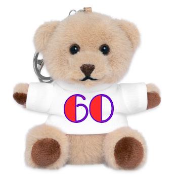 60. 60 ANS. 60e ANNIVERSAIRE. ANNIVERSAIRE 60 ANS. - Porte-clés ourson - blanc - Devant