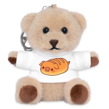 Süßes Schweine-Baguette-Brotbrot - Teddy Schlüsselanhänger - Weiß - Vorne