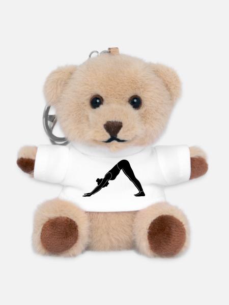 Downward Facing Dog Yoga Silhouette - Teddy Keyring - white