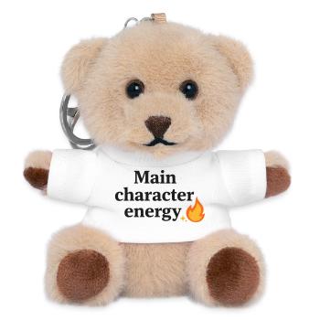 Main Character Energy mit Flamme - Teddy Schlüsselanhänger - Weiß - Vorne