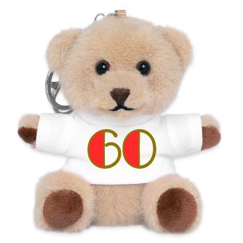 60. 60 JAHRE. 60-JÄHRIGES JUBILÄUM. 60. GEBURTSTAG. - Teddy Schlüsselanhänger - Weiß - Vorne