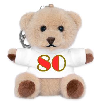 80. 80 JAHRE. 80. JUBILÄUM. 80-JAHRES-JUBILÄUM. - Teddy Schlüsselanhänger - Weiß - Vorne