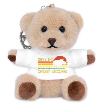 Save the Chubby Unicorns Retro Sunset - Teddy Keyring - white - Front