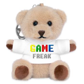 Retro Pixel Game Freak-Thema - Teddy Schlüsselanhänger - Weiß - Vorne