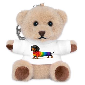 Lustiger Dackel Regenbogen Hund Shirt - Teddy Schlüsselanhänger - Weiß - Vorne