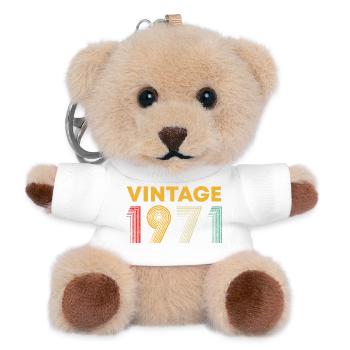 Logo vintage à rayures néon de 1971 - Porte-clés ourson - blanc - Devant