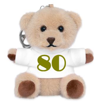 80. 80 JAHRE. 80. JUBILÄUM. 80-JAHRES-JUBILÄUM. - Teddy Schlüsselanhänger - Weiß - Vorne