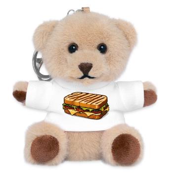 KäseSandwich Cartoon Illustration - Teddy Schlüsselanhänger - Weiß - Vorne