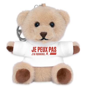 je peux pas j'ai running Cadeau Coureur - Porte-clés ourson - blanc - Devant