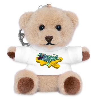 Eidechse auf neongelbem Teich - Teddy Schlüsselanhänger - Weiß - Vorne