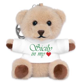 Sizilien in meinem Herzen - Teddy Schlüsselanhänger - Weiß - Vorne