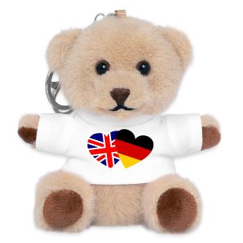 Heart UK Germany Friendship - Teddy Keyring - white - Front