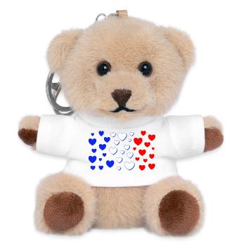 France Flag in Heart Shape Hearts French - Teddy Keyring - white - Front