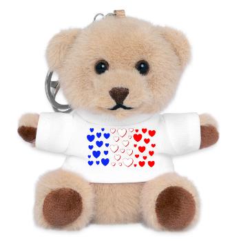 France Flag in Heart Shape Hearts French - Teddy Keyring - white - Front