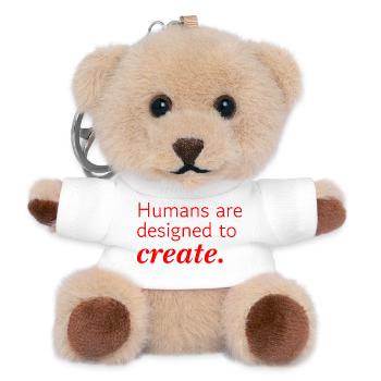 Humans are designed to create - rote Typografie - Teddy Schlüsselanhänger - Weiß - Vorne