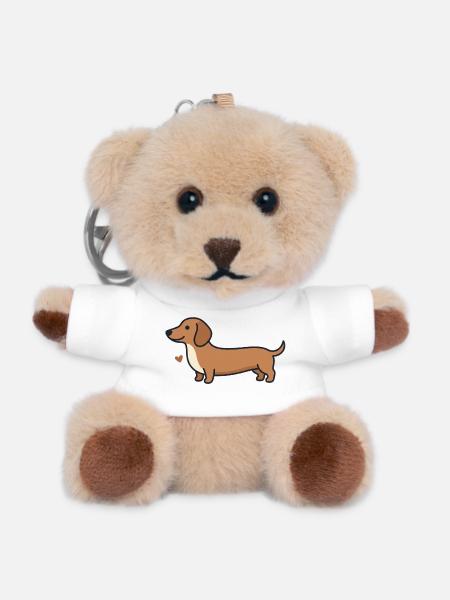 Dachshund Heart Illustration - Teddy Keyring - white