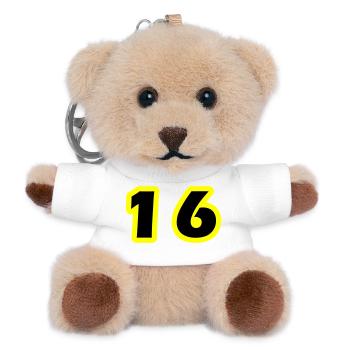 Symbole numérique 16 - Porte-clés ourson - blanc - Devant