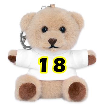 Symbole numérique 18 - Porte-clés ourson - blanc - Devant