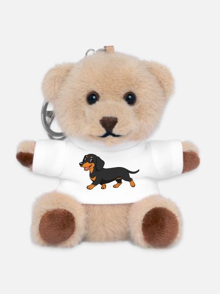 Bild eines Dackels im Cartoon-Stil - Teddy Schlüsselanhänger - Weiß