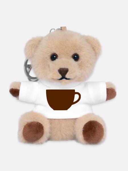 Kaffee Tasse Geschenk Kaffeetrinker - Teddy Schlüsselanhänger - Weiß