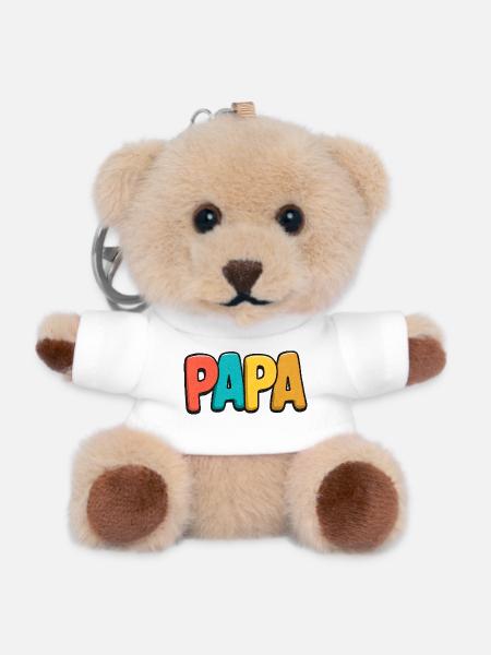 PAPA Arc-en-Ciel Pop Art - Porte-clés ourson - blanc