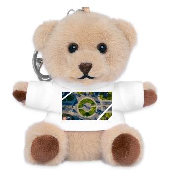 Luftbild Rundkreis Grün Akzente - Teddy Schlüsselanhänger - Weiß - Vorne