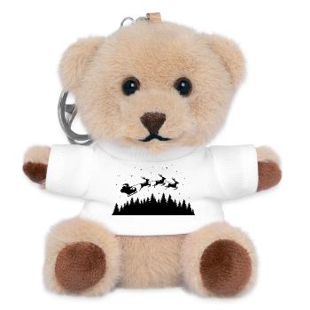 Santa Claus Sleigh Reindeer - Teddy Keyring - white - Front