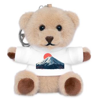 Roter Sonnenaufgang über Berggipfel Origami Fuji - Teddy Schlüsselanhänger - Weiß - Vorne