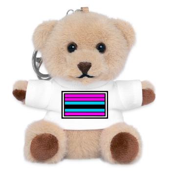 Pride Flagge Streifen Logo - Teddy Schlüsselanhänger - Weiß - Vorne