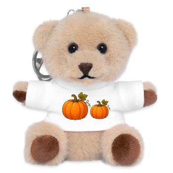 Kürbisduo Herbstdesign - Teddy Schlüsselanhänger - Weiß - Vorne