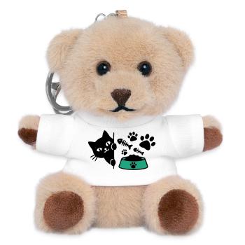 Katze Futternapf Grafik - Teddy Schlüsselanhänger - Weiß - Vorne