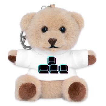 WASD Tasten Glitch Icon - Teddy Schlüsselanhänger - Weiß - Vorne