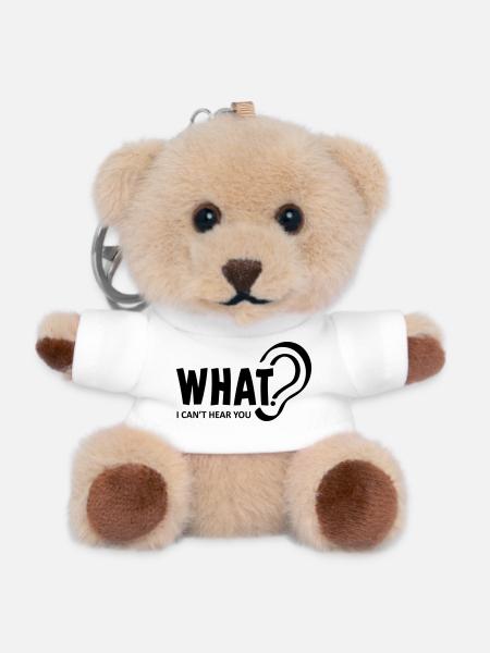 Eingeschränktes Hörvermögen. Taub, Hörverlust, ich kann nicht hören - Teddy Schlüsselanhänger - Weiß