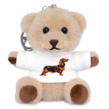 Dackel Retro - Teddy Schlüsselanhänger - Weiß - Vorne