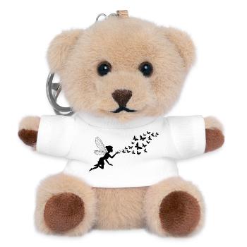 Schmetterlingdesign Pusteblumen Wiese Herzen Feen - Teddy Schlüsselanhänger - Weiß - Vorne