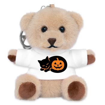Schwarze Katze Kuerbis Icon - Teddy Schlüsselanhänger - Weiß - Vorne