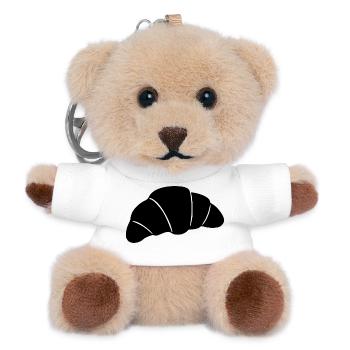  Croissant schwarz Geschenkidee für Bäcker  - Teddy Schlüsselanhänger - Weiß - Vorne