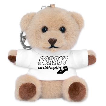 Sorry Hab nicht zugehört Mann Sprüche Frech Lustig - Teddy Schlüsselanhänger - Weiß - Vorne
