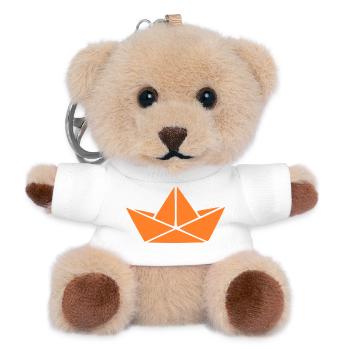 Papierschiffchen Origami Schiff Geschenk Boot - Teddy Schlüsselanhänger - Weiß - Vorne