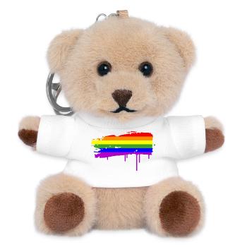 Rainbow Flag Graffiti - Teddy Keyring - white - Front