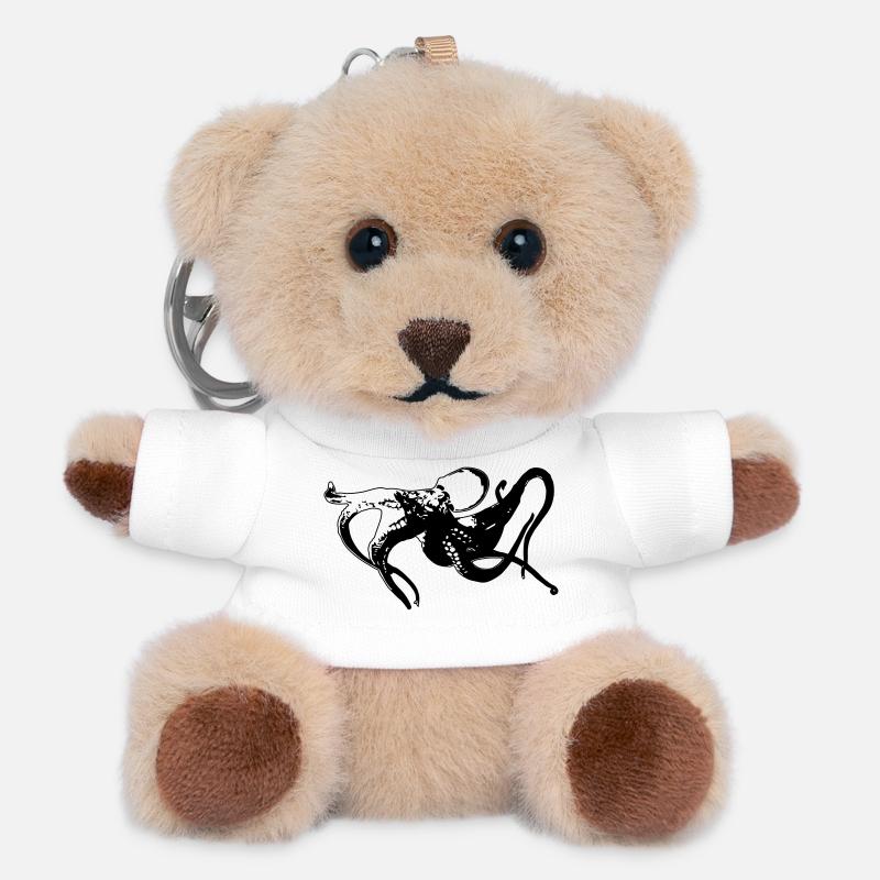 Oktopus Kraken Kopffüßer - Teddy Keyring - white