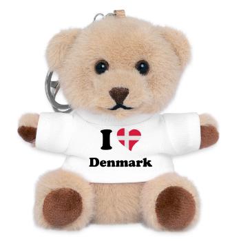 I love Denmark - Ich liebe Dänemark - Teddy Schlüsselanhänger - Weiß - Vorne