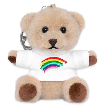 Rainbow Regenbogen Hope - Teddy Schlüsselanhänger - Weiß - Vorne