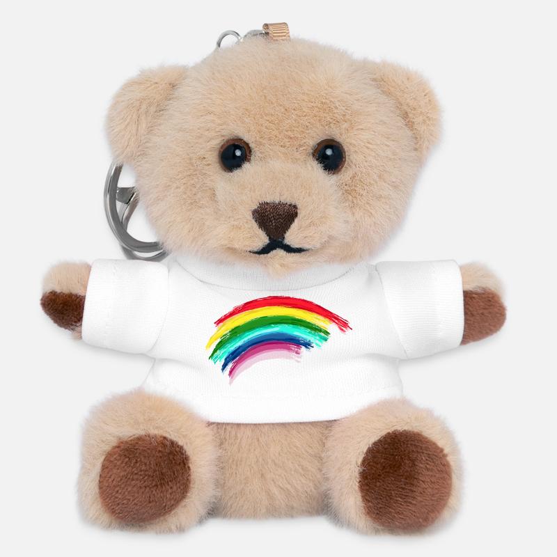 Rainbow Regenbogen Hope - Teddy Schlüsselanhänger - Weiß