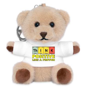 Denke Positiv, wie ein Proton - Teddy Schlüsselanhänger - Weiß - Vorne